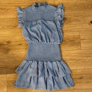 Aqua Blue Ruffled Kids Dress